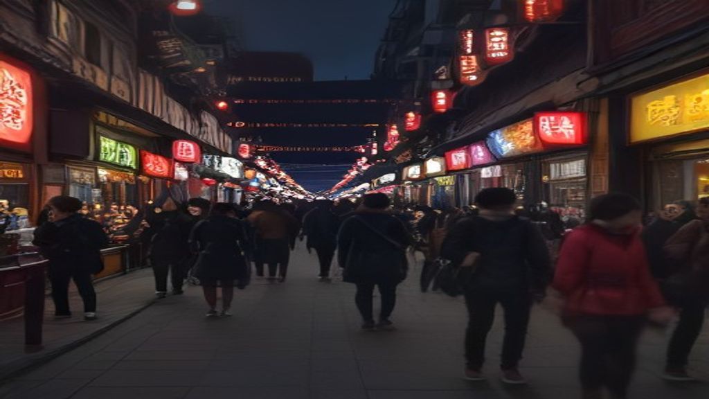 Shopping district in Shenzhen with consumers at outdoor cafe