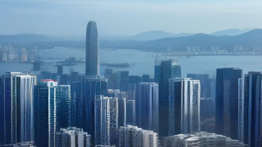Hong Kong high-rise residential towers at golden hour