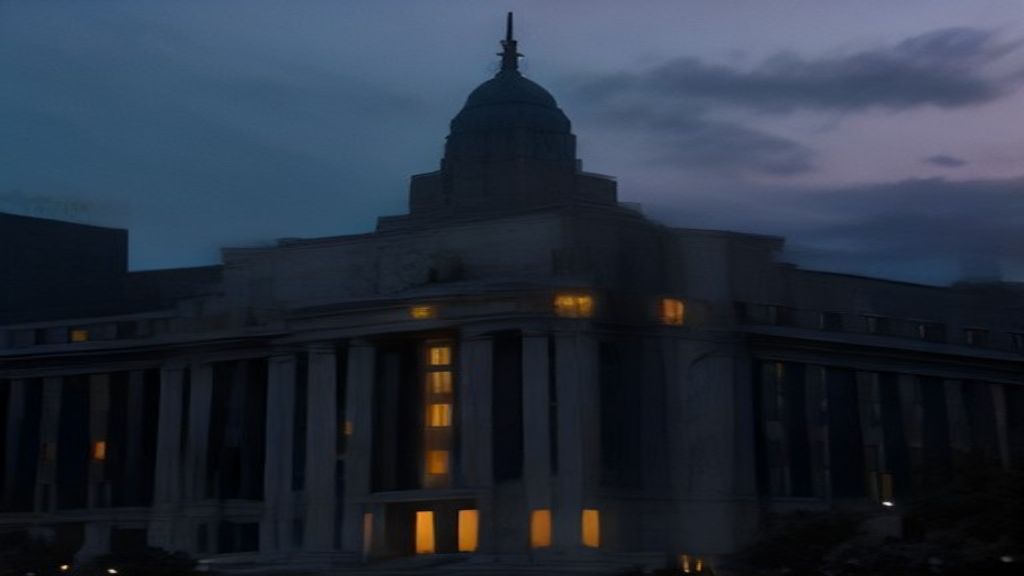 New York Federal Reserve building facade with American flag
